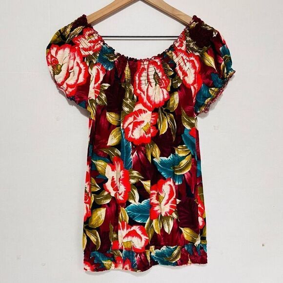 Lucky Brand Tropical Print Top   Sz M - Picture 2 of 4